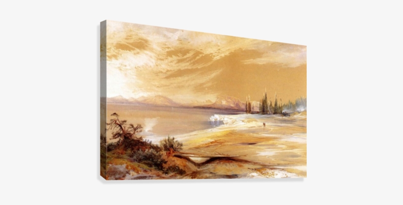 Hot Springs On The Shore Of Yellowstone Lake Canvas - Thomas Moran, transparent png #1507210