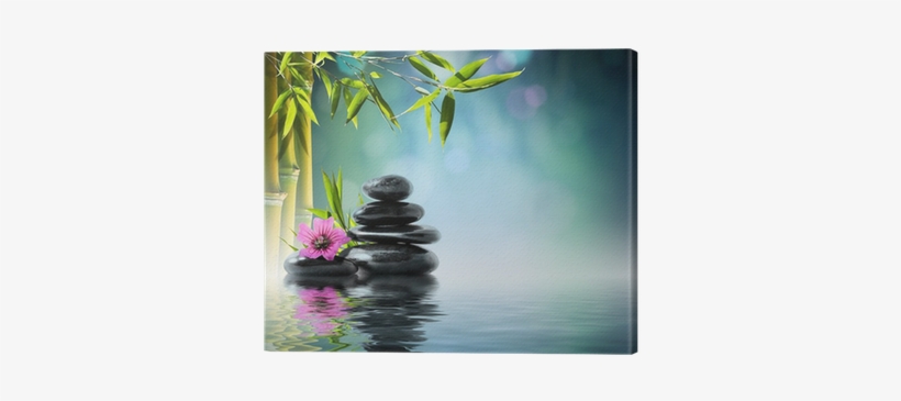 Tower Black Stone And Hibiscus With Bamboo On The Water - Zen Stone With Bamboo Water Hd, transparent png #1511620