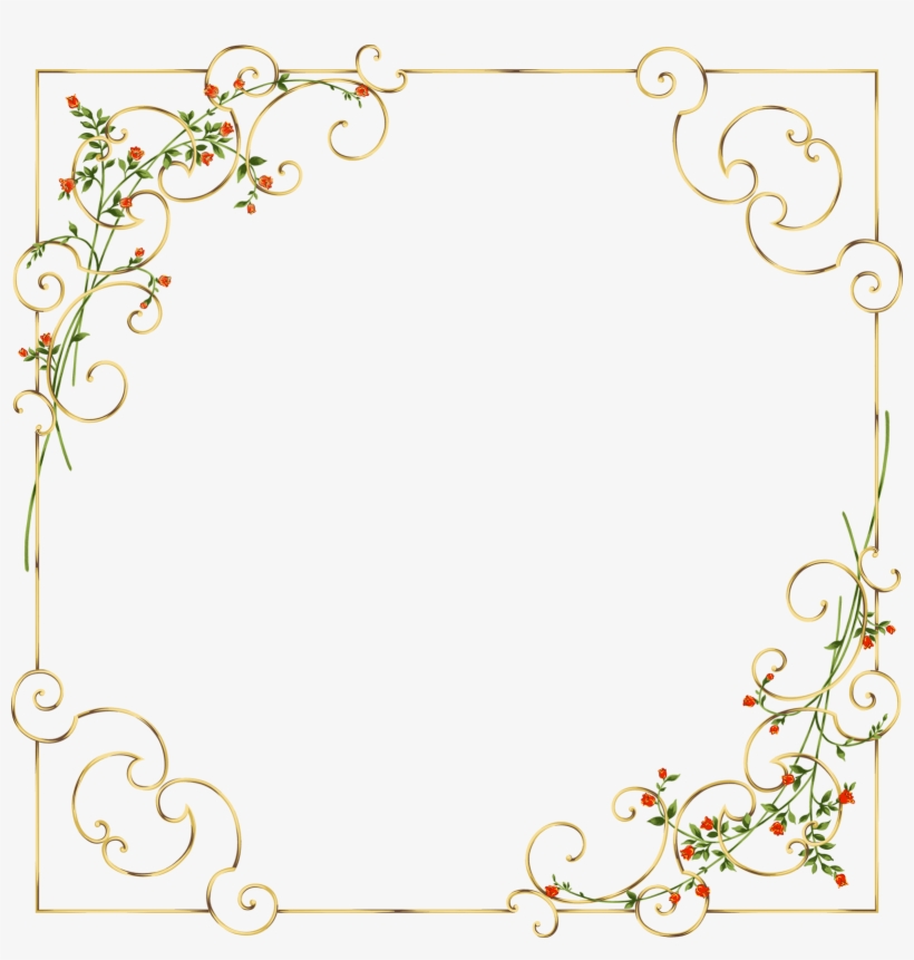 Gold Frame With Delicate Wild Flowers Gallery Yopriceville - Flower Gold Frame Png, transparent png #1511980