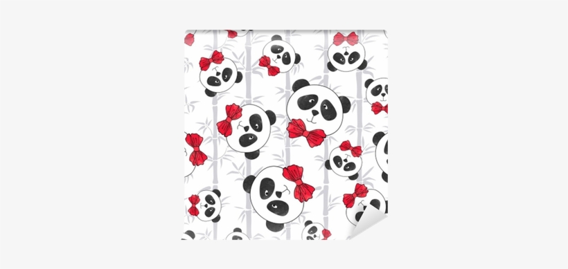 Seamless Pattern With Panda And Bamboo - Vector Graphics, transparent png #1512591