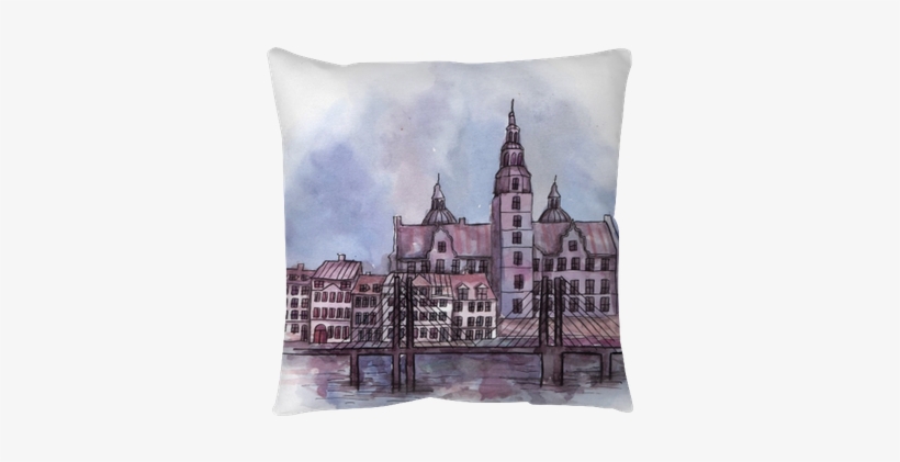 The Panoramic View Of Copenhagen Watercolor Of European - Copenhagen, transparent png #1515051