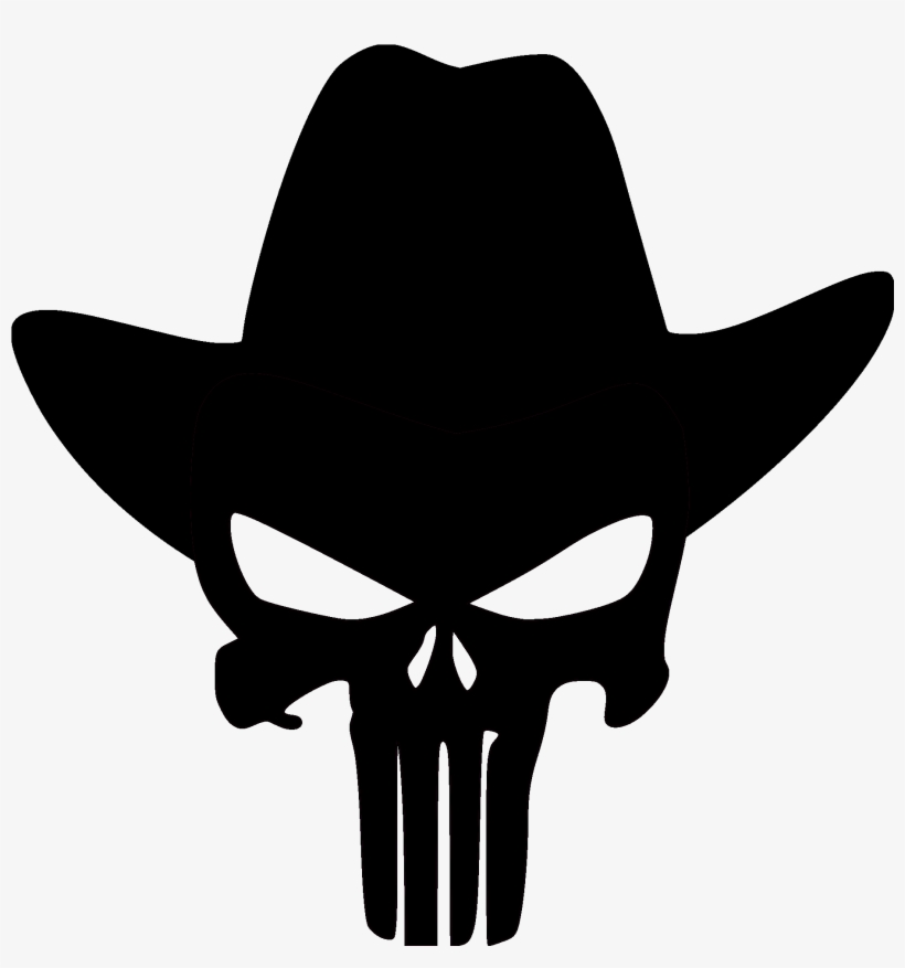 See Here Cowboy Hat Transparent Background - Punisher Skull Cowboy, transparent png #1517442