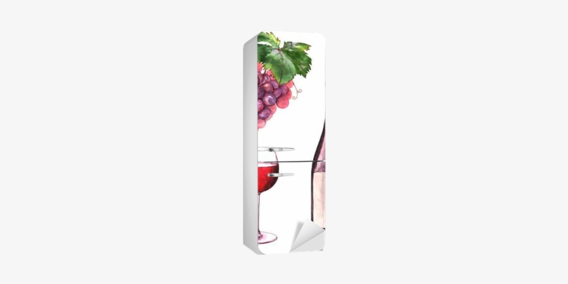 Hand-drawn Watercolor Illustration Of The Wine Bottle, - Grape, transparent png #1518325