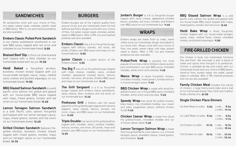 Embers Bbq House, Mission Menu - Embers Bbq House, transparent png #1519162