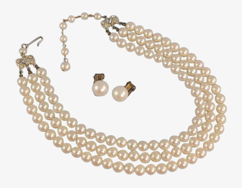 Unique Faux Pearls Necklace - 3 Strand Pearl Necklace, transparent png #1519651