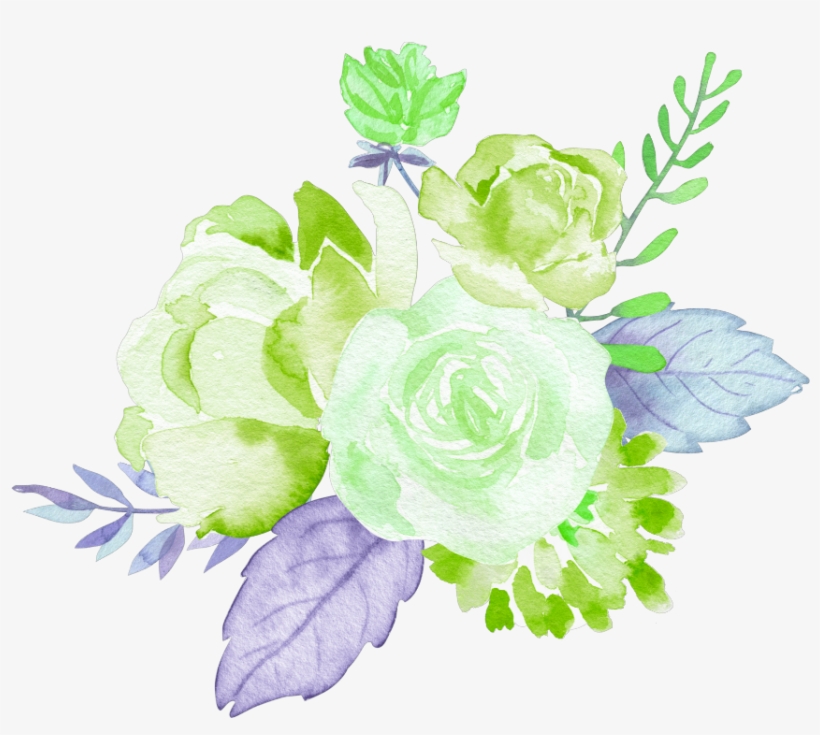 Roses Green Garden Flowers Watercolor Kpop - Garden Roses, transparent png #1519932