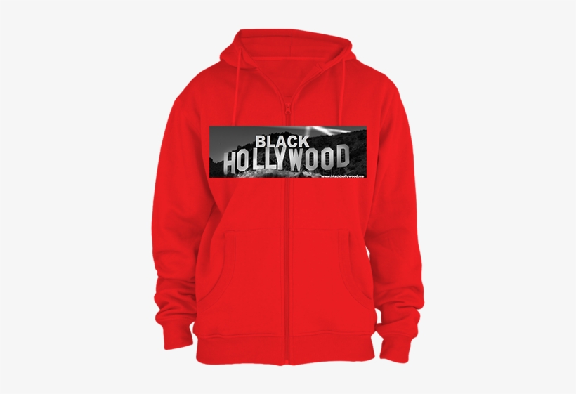 Black Hollywood Zipper Hoodie Red - Hollywood Sign, transparent png #1520916