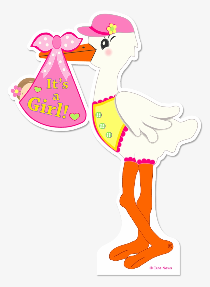Clipart Standing Cute Borders - It's A Girl Lawn Stork (baby Announcement Sign) 4 Ft., transparent png #1521306
