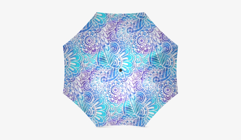Boho Flower Doodle On Blue Watercolor Foldable Umbrella - Flower Doodle On Blue Watercolor Pillow Sham, transparent png #1521857