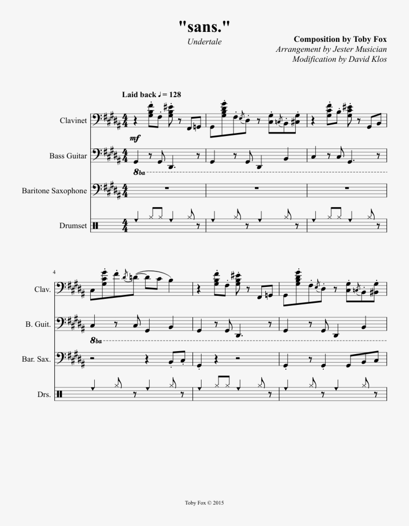 " Sheet Music Composed By Composition By Toby Fox Arrangement - Sheet Music, transparent png #1524848