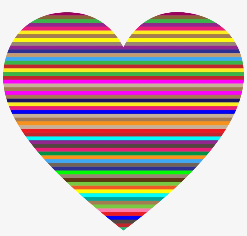 Clipart Colorful Horizontal Striped Heart Big Image - Colorful Clip Art, transparent png #1527362