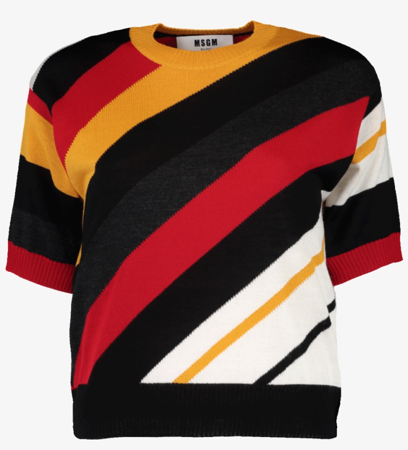 Msgm Diagonal Striped Knit Sweater In Black - Sweater, transparent png #1527596