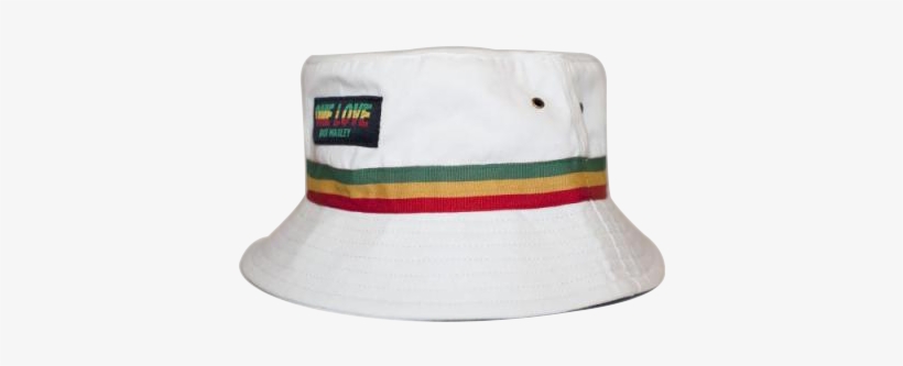 Solid White Bucket Hat - Bob Marley One Love Rasta Stripe Bucket Hat - White, transparent png #1527795