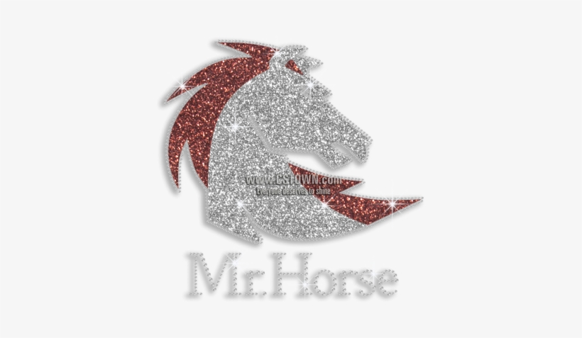 Silver & Brown Horse Glitter Iron-on Rhinestone Transfer - Stallion, transparent png #1528926