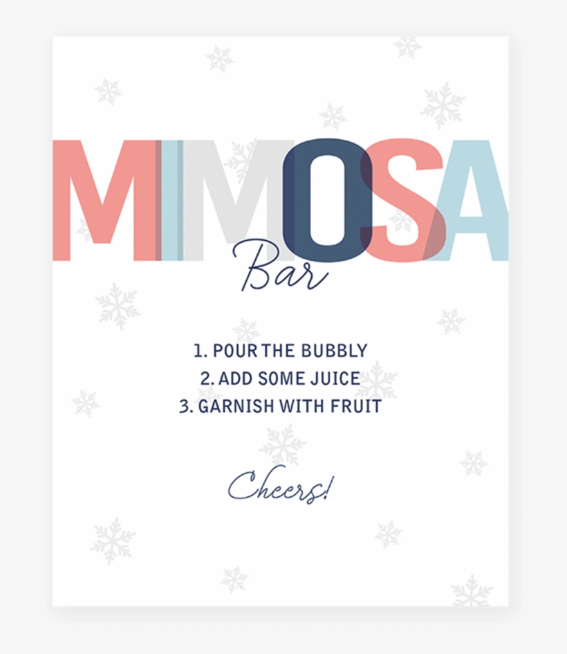 Winter Shower Mimosa Bar Table Sign Printable By Littlesizzle - Baby Shower, transparent png #1529070