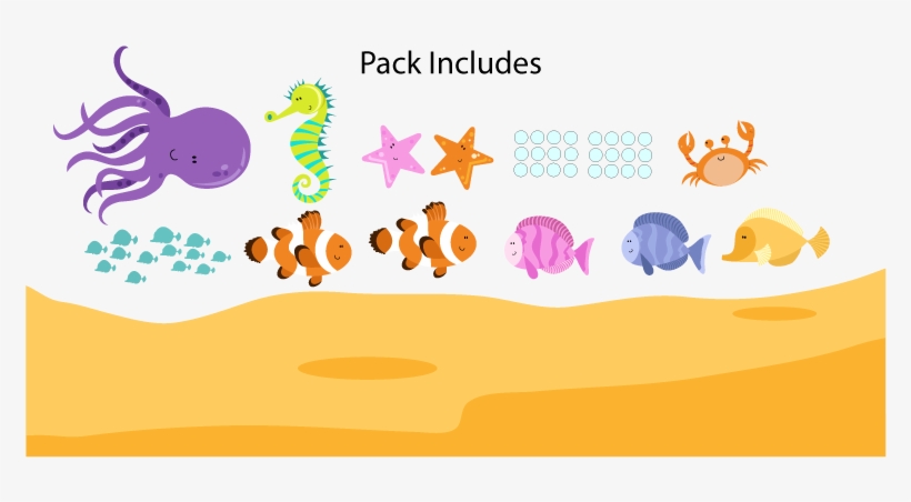 Underwater Wall Decal Pack - Wall Decal, transparent png #1529249