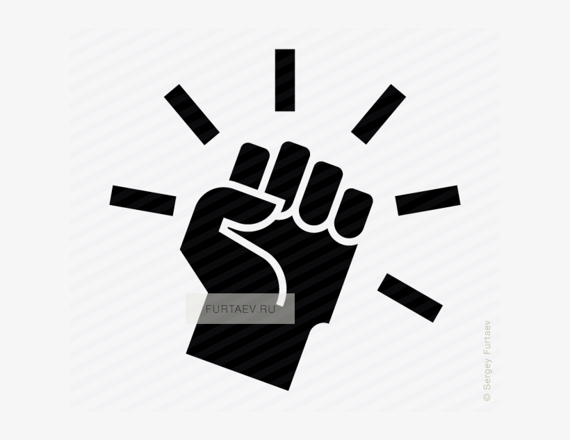 Vector Icon Of Raised Fist With Motion Lines Around - Revolution Hand Icon, transparent png #1530564