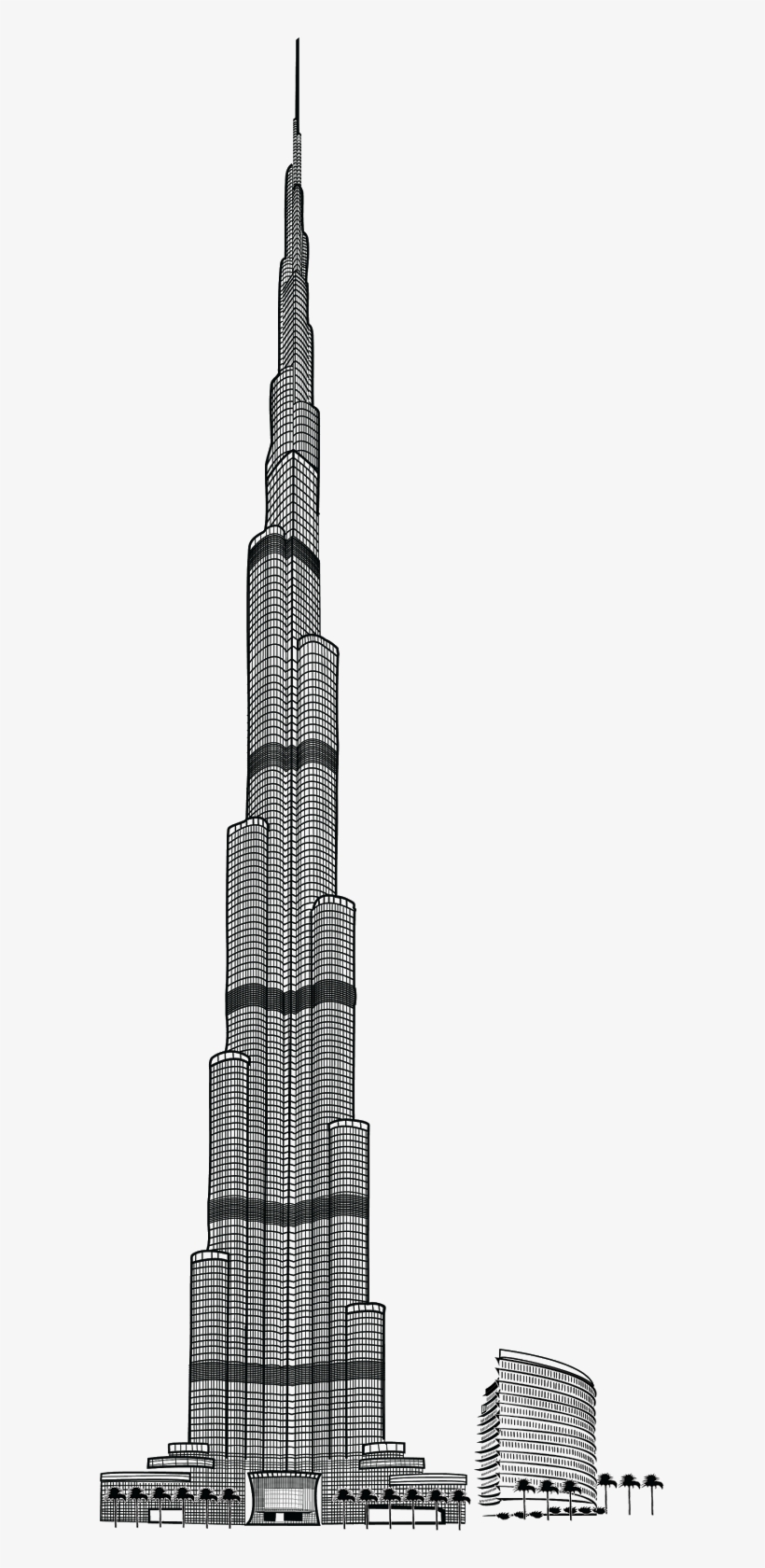 Blueprint Drawing Of Burj Khalifa - Burj Khalifa Line Art, transparent png #1531224