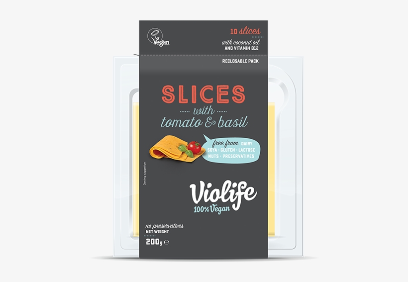 Tomato & Basil Flavour Slices - Violife Mediterranean Style Block Non-dairy Cheese, transparent png #1531291