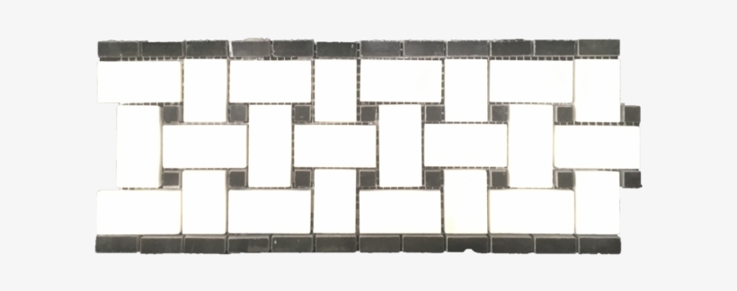 Pearl White Basketweave Border With 3/8" Black Dot - Black And White Tile, transparent png #1531294