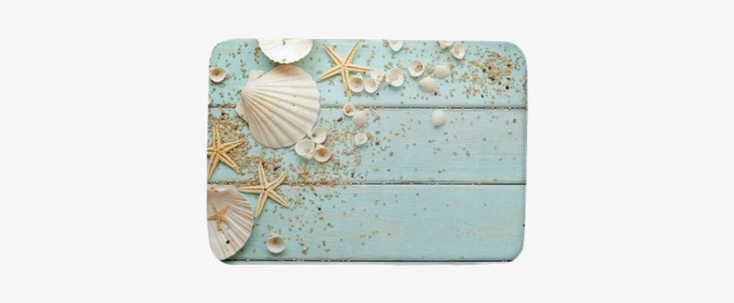 Seashells Frame On Wooden Background - Conchas Y Estrellas De Mar, transparent png #1531601