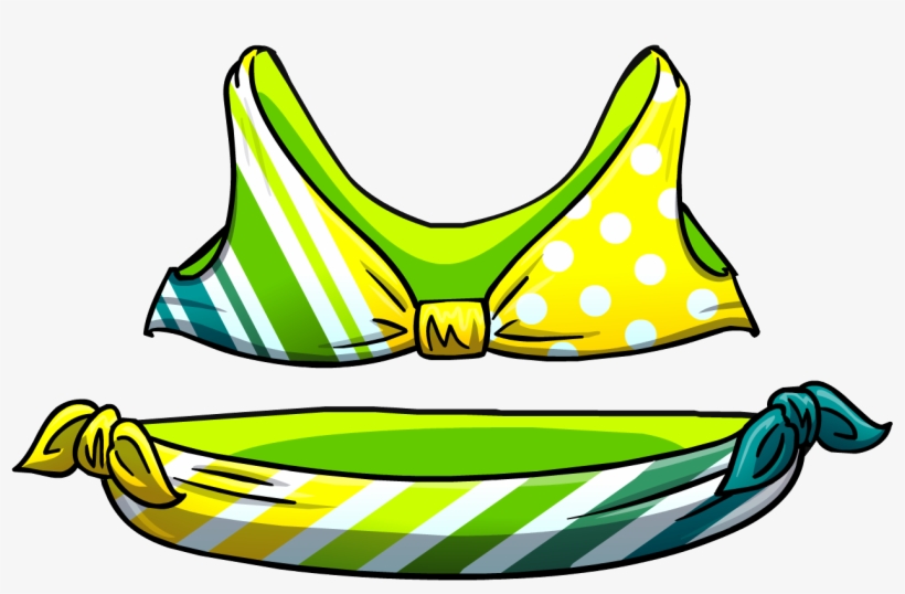 Lemon Lime Stripe Bikini - Club Penguin Bikini, transparent png #1534424