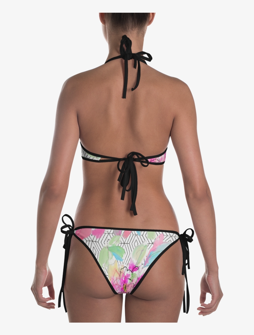Watercolor Flower Rhombus Bikini - Brown Girls Bikinie, transparent png #1534516