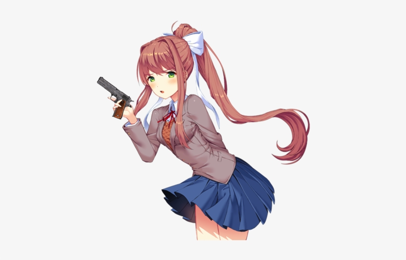 Mediamonika With A Gun - Doki Doki Literature Club Fat, transparent png #1535250