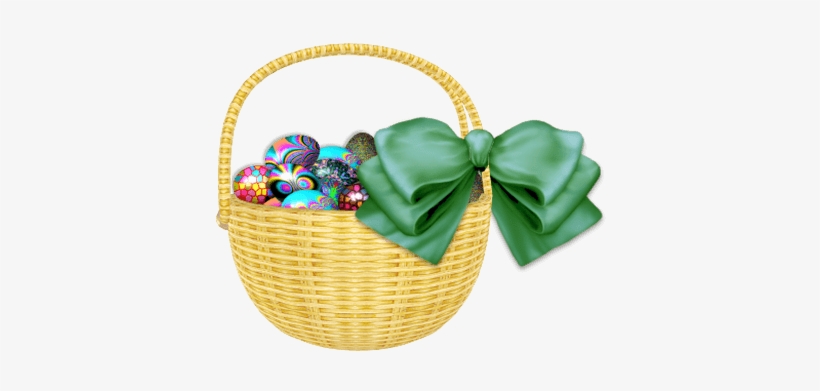 Easter Basket Green Ribbon - Easter Basket Png Transparent, transparent png #1536456