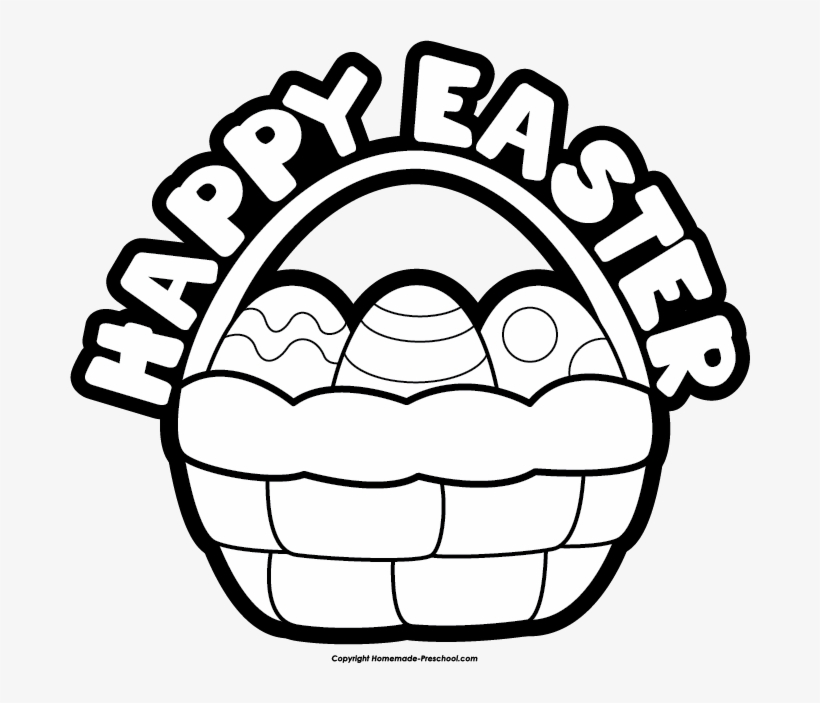 Free Easter Basket Clipart - Happy Easter Images Black And White, transparent png #1536690