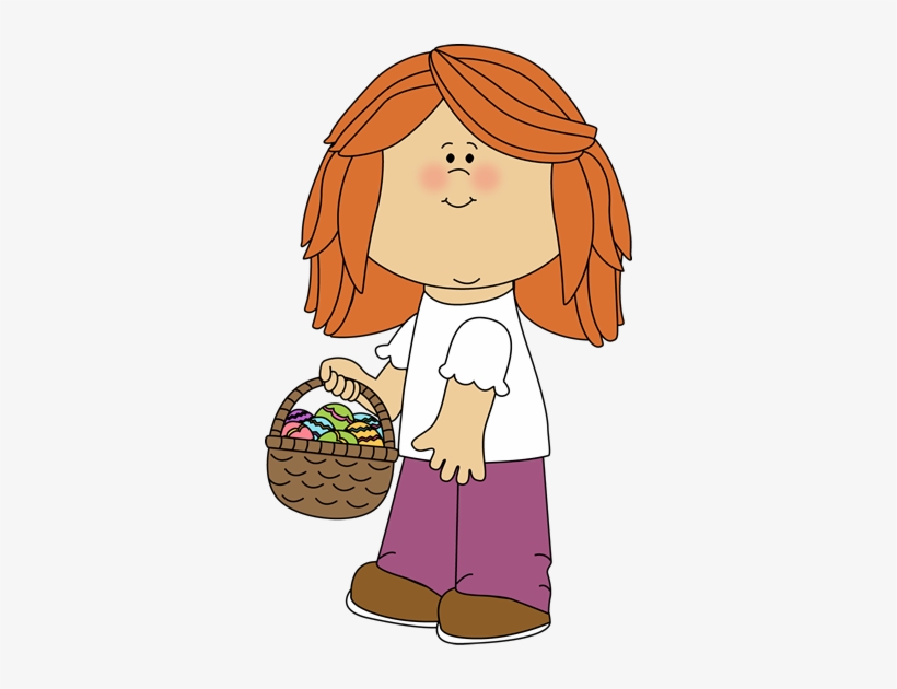 Girl Holding An Easter Basket - Sitting Criss Cross Clipart, transparent png #1536991