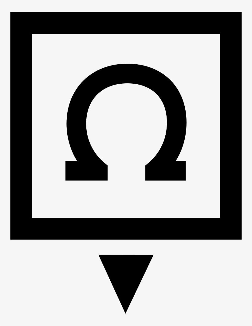 Omega Sign In A Square With Down Arrow Comments - Arrow, transparent png #1537012