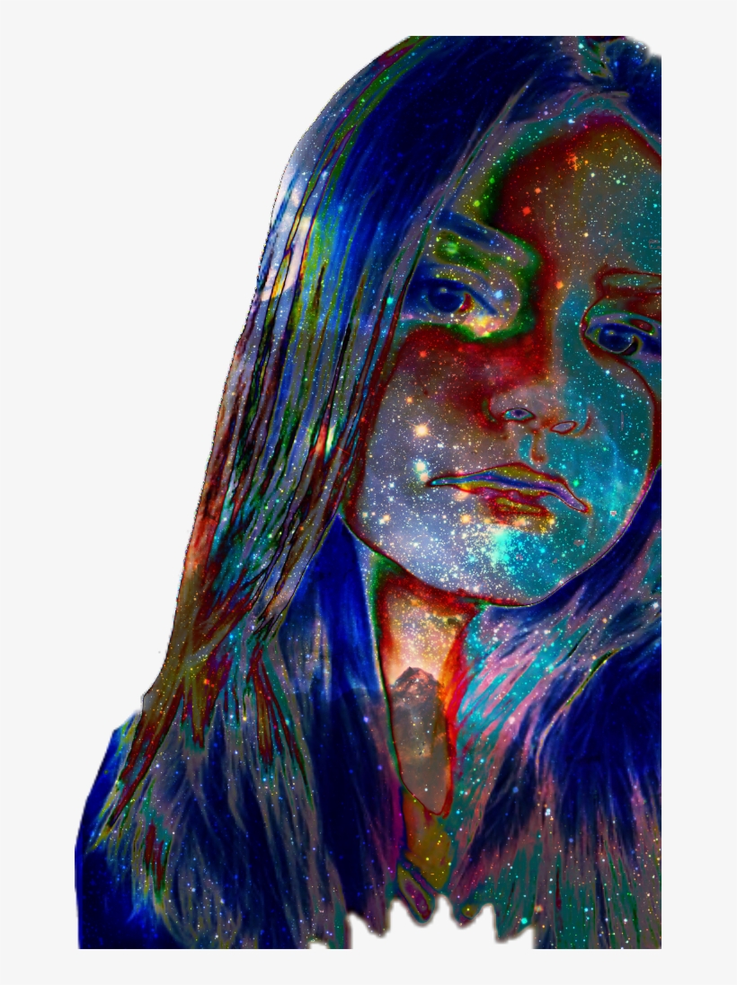 Galaxy Space Universe Hair Francis Model Young Beautifu - Drawing, transparent png #1538133