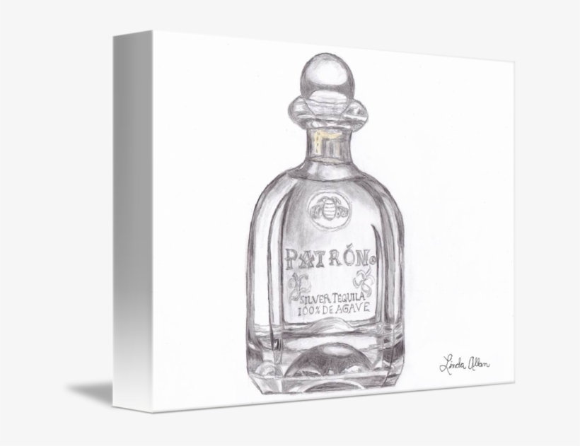 Patron Bottle Pencil Sketch By Linda Allan Clip Royalty - Tequila, transparent png #1538877