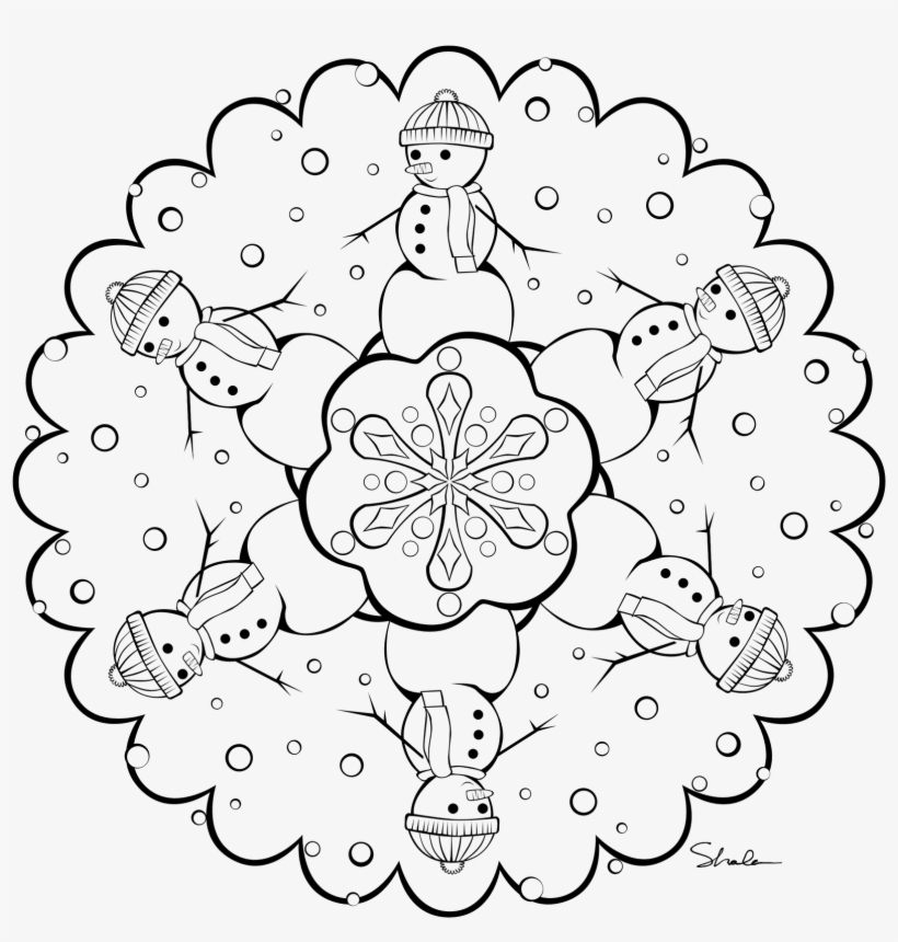 8 Pics Of Snowflake Mandala Coloring Pages - Раскраски Снежинок Распечатать, transparent png #1539105