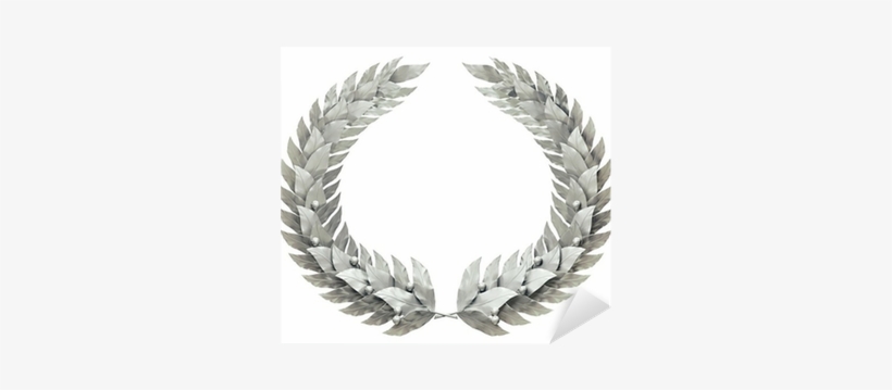 Round Silver Wreath Of Laurel Leaves Sticker • Pixers® - Winner Laurel Wreath, transparent png #1539293