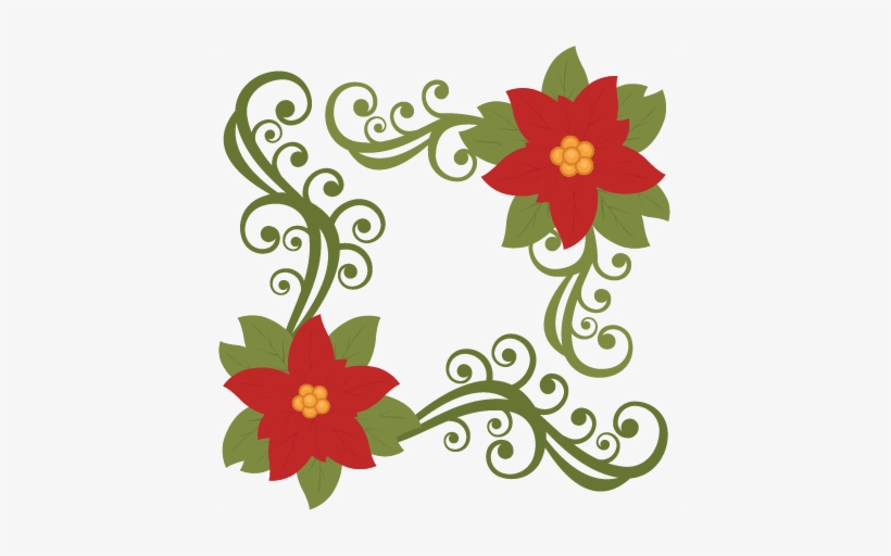Poinsettia Clipart Flourishes - Poinsettia Corner Png, transparent png #1541214