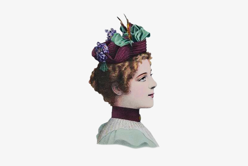 Late Victorian Fashion Sketch Of Women's Hat - Figurine, transparent png #1541474