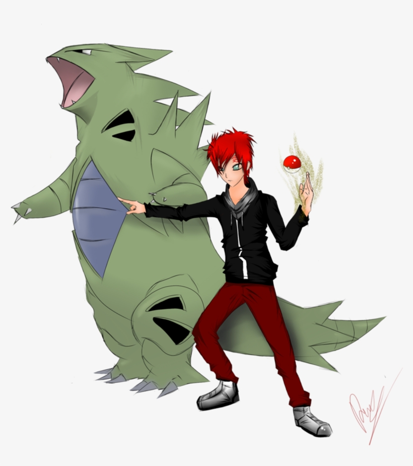 Gaara And Tyranitar Of The Sand By Steelring On Deviantart - Tyranitar Vs Gaara, transparent png #1541782