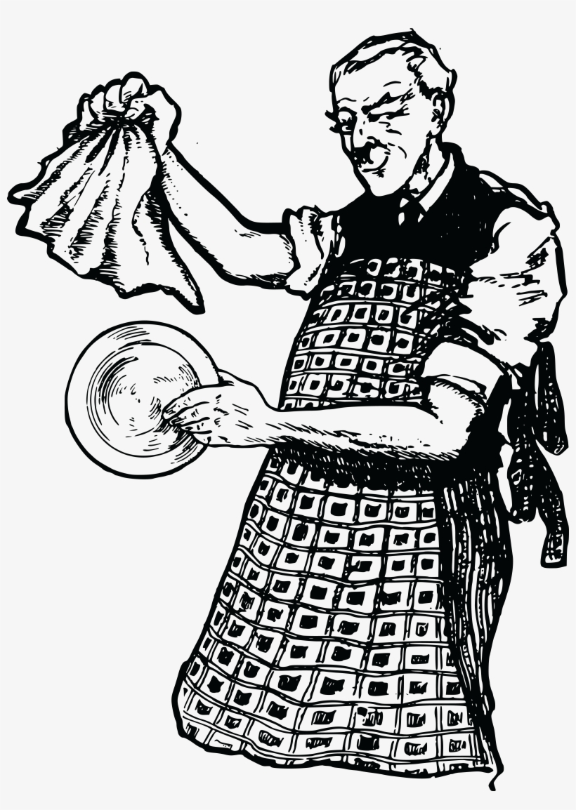 , , - Retro Black And White Clip Art Man Cleaning, transparent png #1542777