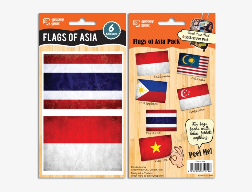Flags Of Asia Pack, - Groovy Gear Stickers Travel, transparent png #1542908