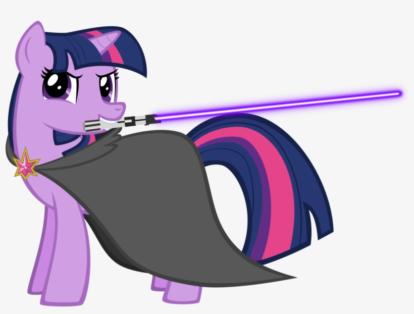 Wowfluttershy, Cape, Clothes, Lightsaber, Mouth Hold, - My Little Pony Lightsaber, transparent png #1543130
