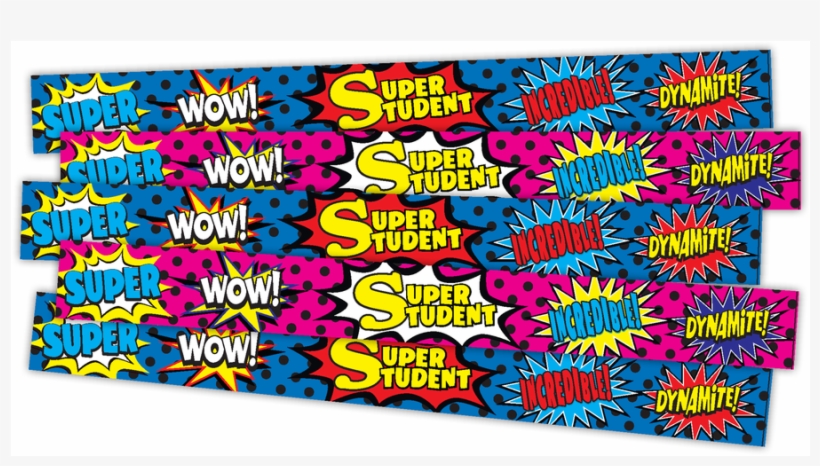 Tcr20664 Superhero Super Student Slap Bracelets Image - Superhero Super Student Slap Bracelets, transparent png #1543330