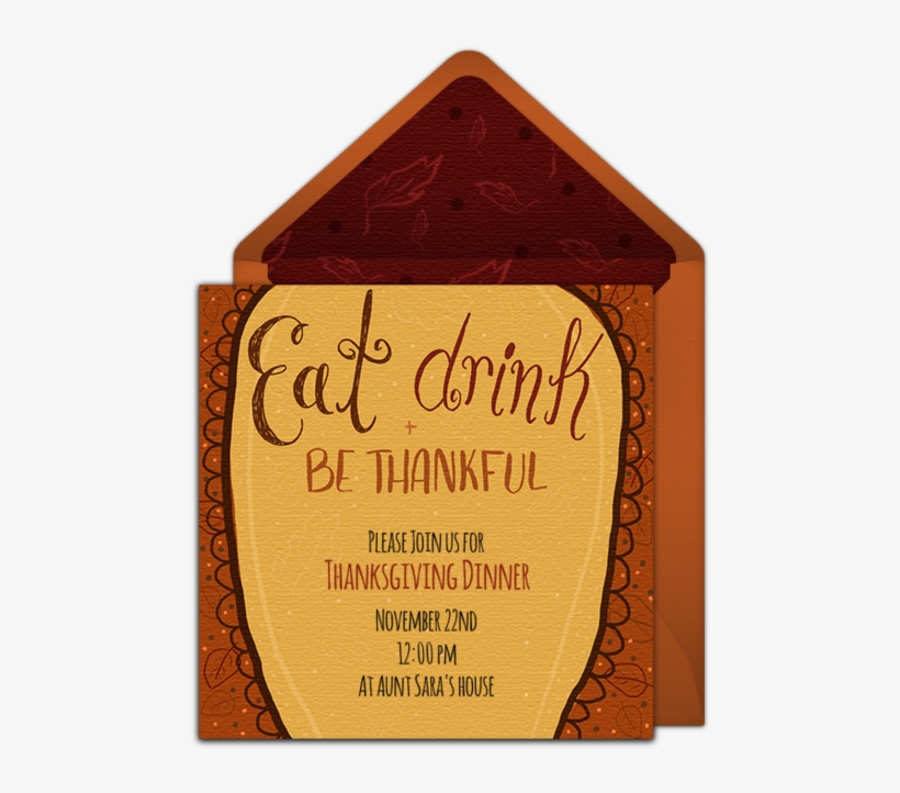 Eat Drink & Be Thankful Online Invitation - Email, transparent png #1543587