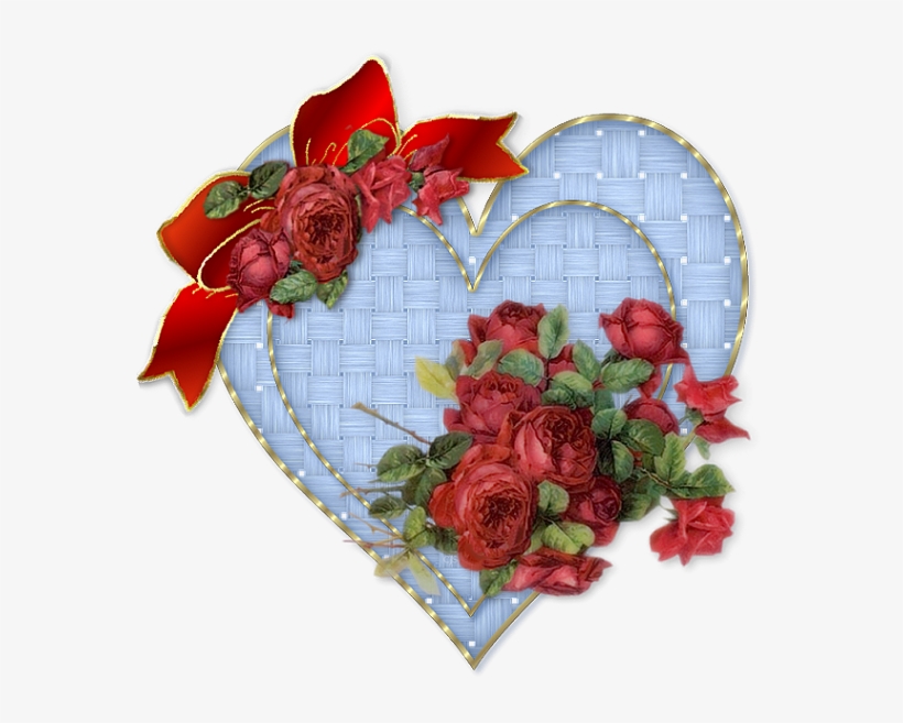 Corazones, Flores Vintage - Red And Blue Heart Flower, transparent png #1543884