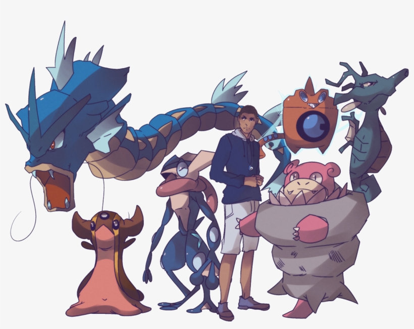 Water Master Team Commission Gyarados, Tritodon, Gekkouga, - Pokemon Team Commission, transparent png #1544637