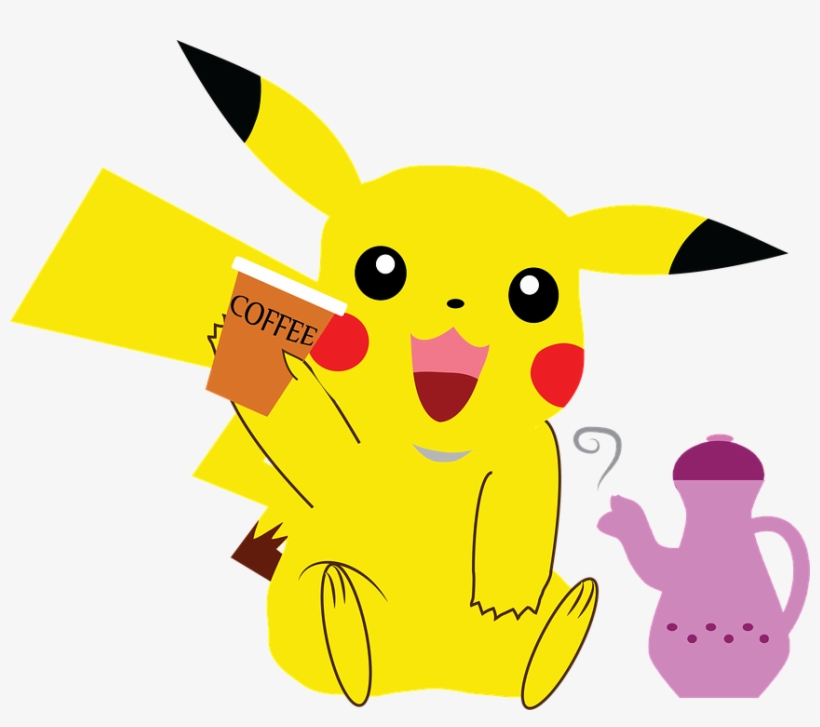Pokemon, Pikachu, Coffee - Pikachu With Coffee, transparent png #1545698