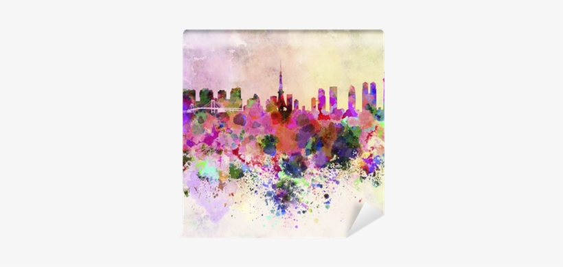 Tokyo Skyline In Watercolor Background Wall Mural • - Tokyo Skyline, transparent png #1545721