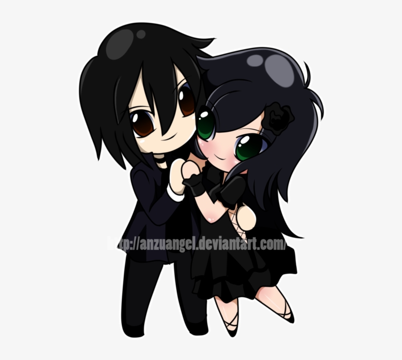 Royalty Free Goth Chibis By Anzuangel On Deviantart - Goth Cartoon Couple, transparent png #1546683
