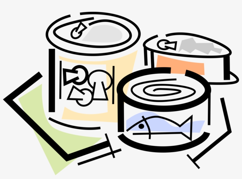 Vector Illustration Of Canned And Packaged Food Goods - Canned Goods Vector Png, transparent png #1547080